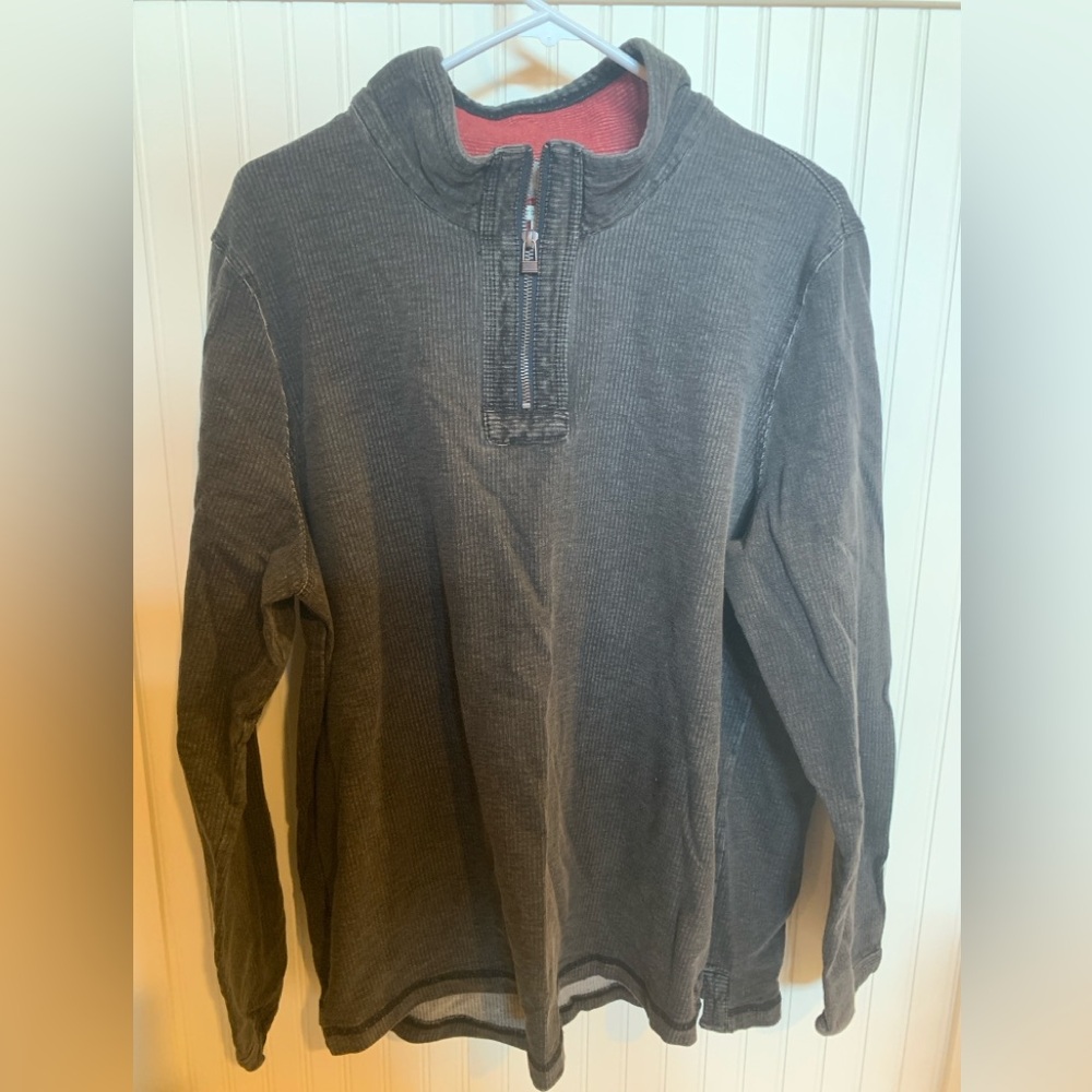Men’s 1/4 zip pullover, dark gray, size L